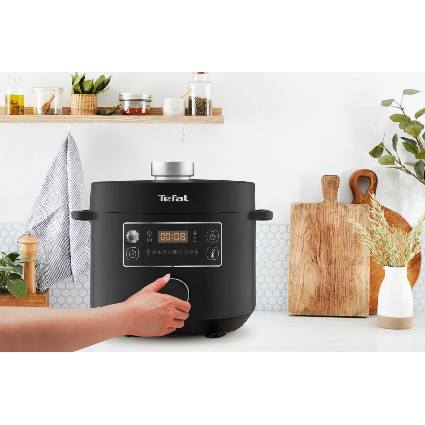Tefal - Többfunkciós elektromos edény TURBO CUISINE 4,8 l 1090W/230V fekete
