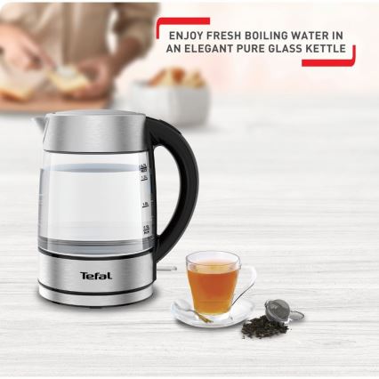 Tefal - Vízforraló GLASS 1,7 l  2200W/230V matt króm