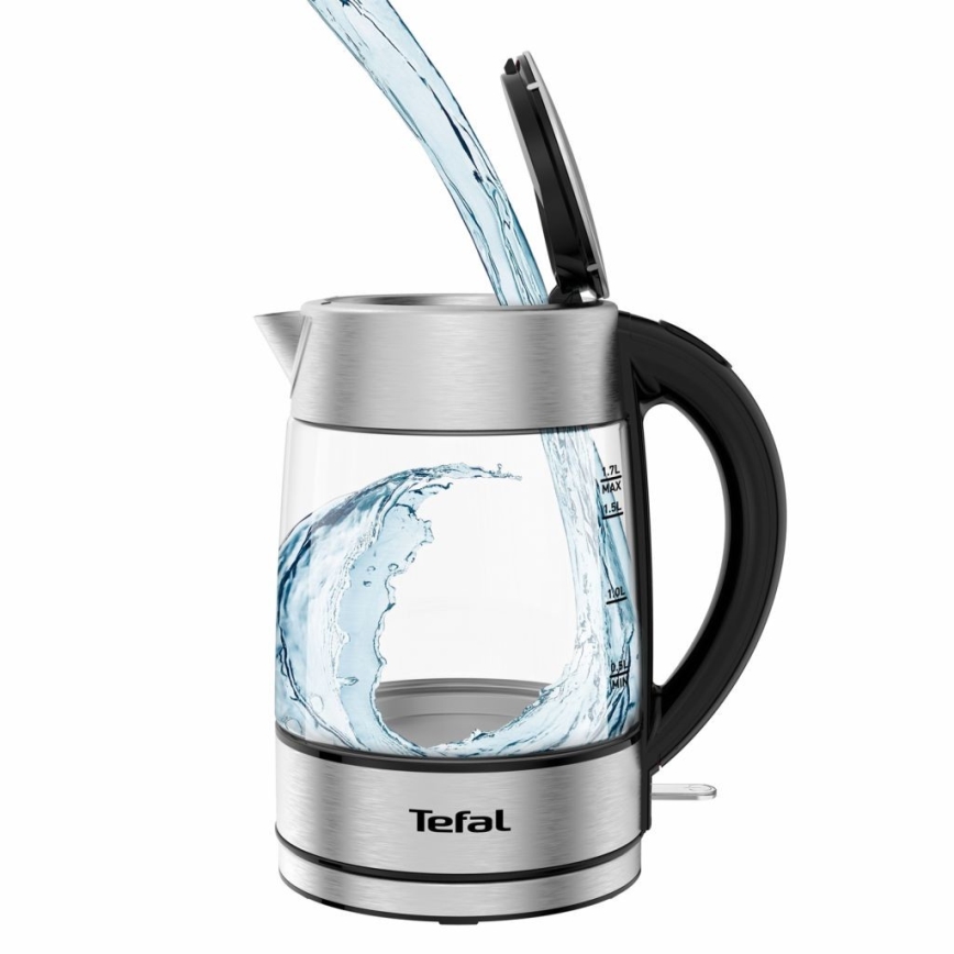 Tefal - Vízforraló GLASS 1,7 l  2200W/230V matt króm
