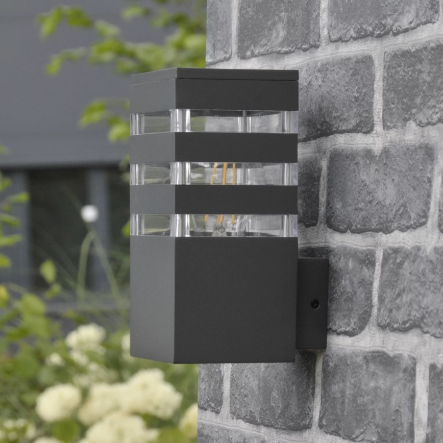 Kültéri fali lámpa TEKSAS 1xE27/12W/230V IP44 antracit