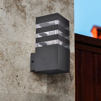 Kültéri fali lámpa TEKSAS 1xE27/12W/230V IP44 antracit