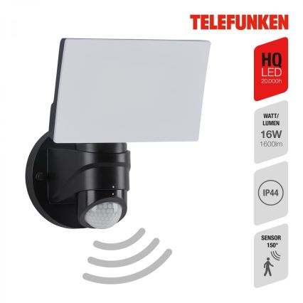 Telefunken 304305TF - LED Kültéri fali lámpa érzékelős LED/24W/230V IP44 fekete