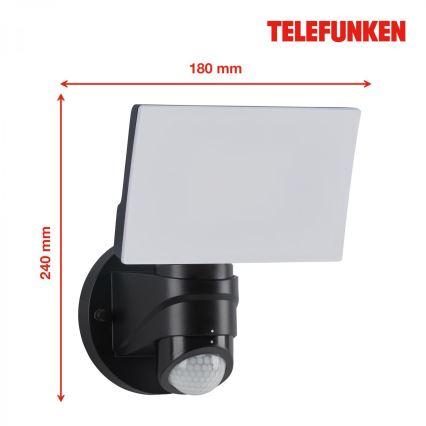 Telefunken 304305TF - LED Kültéri fali lámpa érzékelős LED/24W/230V IP44 fekete