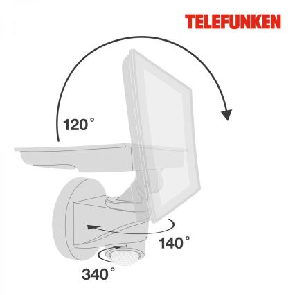 Telefunken 304406TF - LED kültéri fali reflektor érzékelővel LED/20W/230V IP44