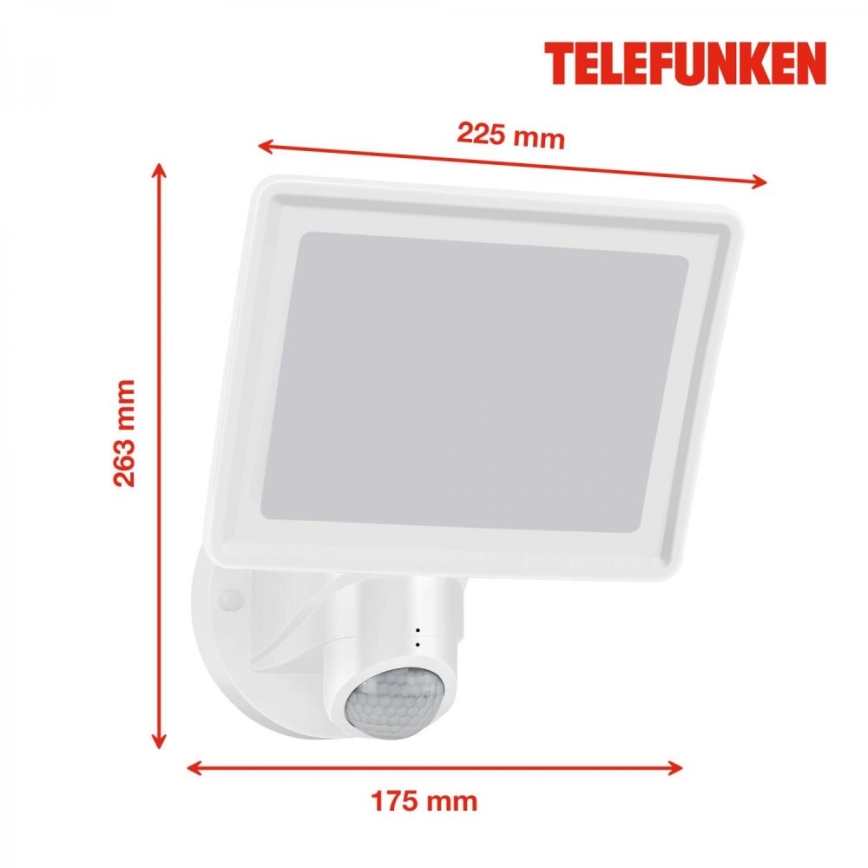 Telefunken 304406TF - LED kültéri fali reflektor érzékelővel LED/20W/230V IP44
