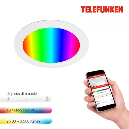 Telefunken 309406TF - LED RGBW, dimmelhető süllyesztett mennyezeti lámpatest FRAME LED/12W/230V 2700–6500K Wi‑Fi Tuya, fehér