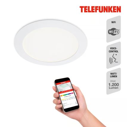 Telefunken 309406TF - LED RGBW, dimmelhető süllyesztett mennyezeti lámpatest FRAME LED/12W/230V 2700–6500K Wi‑Fi Tuya, fehér
