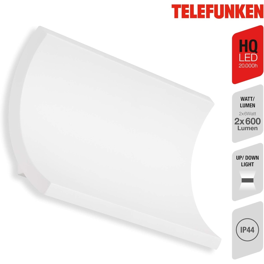 Telefunken 312806TF - LED Kültéri fali lámpa 2xLED/6W/230V IP44 fehér