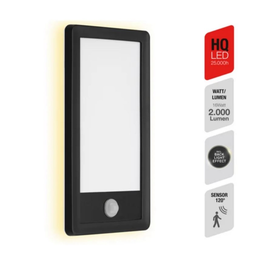 Telefunken 313905TF - LED Kültéri fali lámpa érzékelővel LED/16W/230V IP44