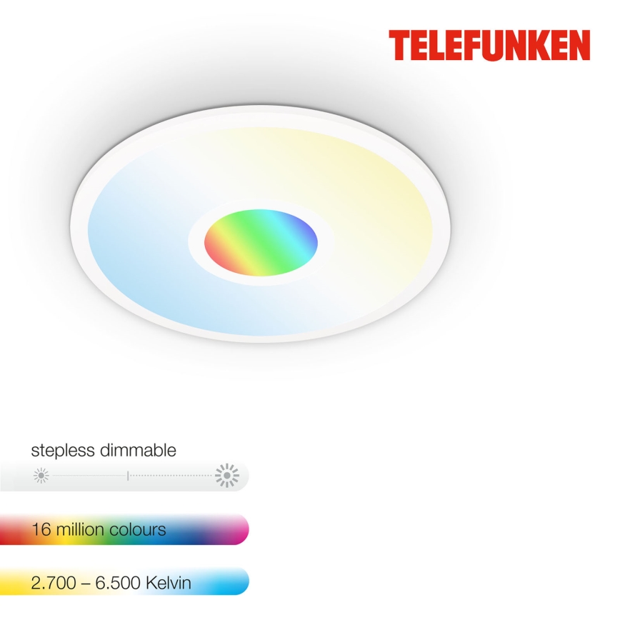Telefunken 319306TF - LED RGBW Dimmelhető lámpa LED/22W/230V 2700-6500K + távirányítás