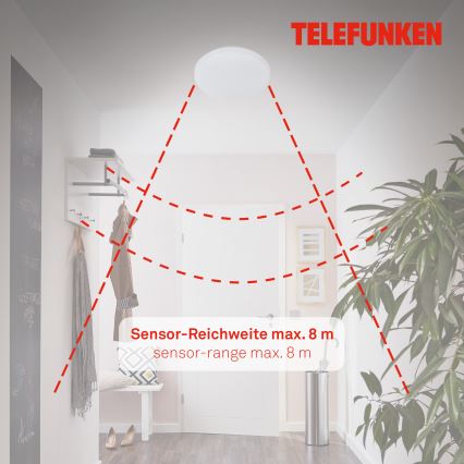 Telefunken 601506TF - LED fürdőszobai mennyezeti lámpa érzékelővel LED/12W/230V IP44