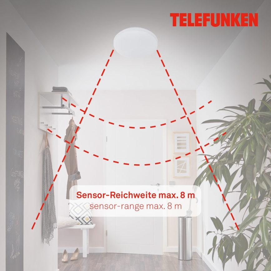 Telefunken 601506TF - LED fürdőszobai mennyezeti lámpa érzékelővel LED/12W/230V IP44