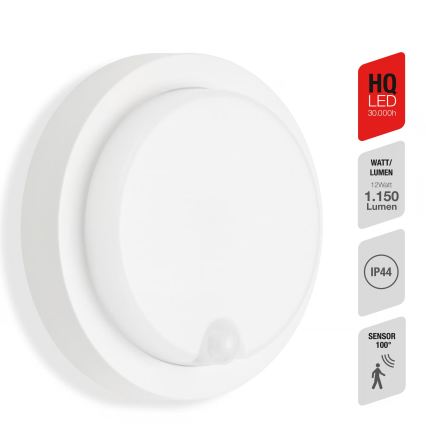 Telefunken - LED kültéri fali lámpa alkony- és mozgásérzékelővel LED/12W/230V IP44 fehér