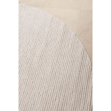 Természetes kerek szőnyeg FIR WOOL 160 cm 2600 g/m2 krémszínű