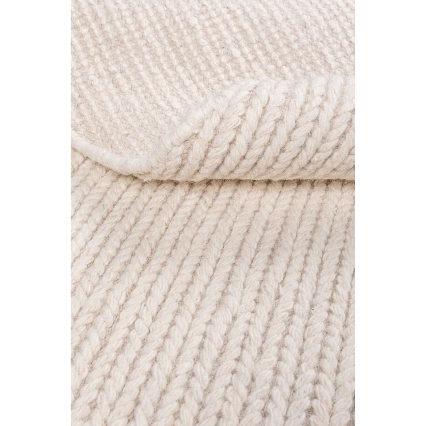 Természetes kerek szőnyeg FIR WOOL 160 cm 2600 g/m2 krémszínű