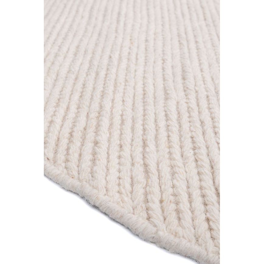 Természetes kerek szőnyeg FIR WOOL 160 cm 2600 g/m2 krémszínű