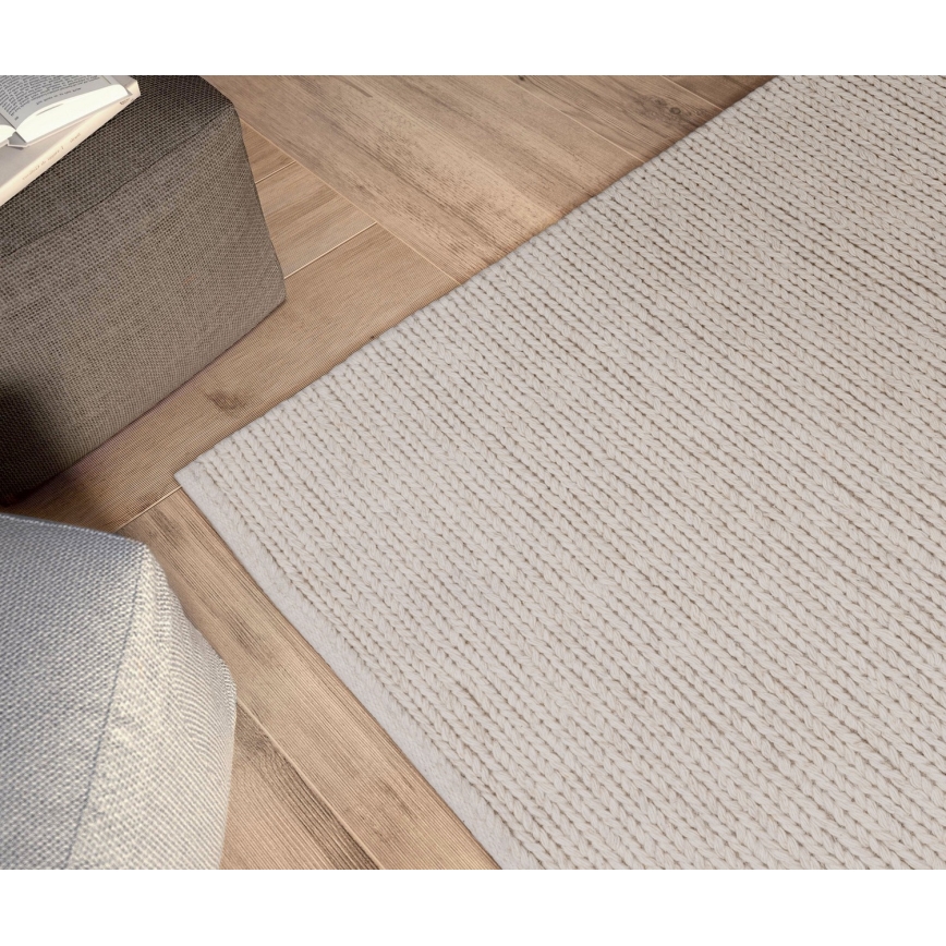 Természetes szőnyeg FIR WOOL 160x230 cm 2600 g/m2 krémszínű