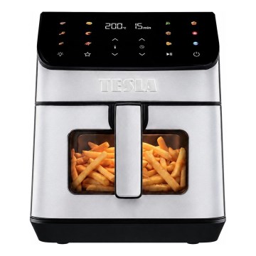 TESLA Electronics AirCook - 6,5 l forrólevegős fritőz 2100 W/230 V, matt króm/fekete