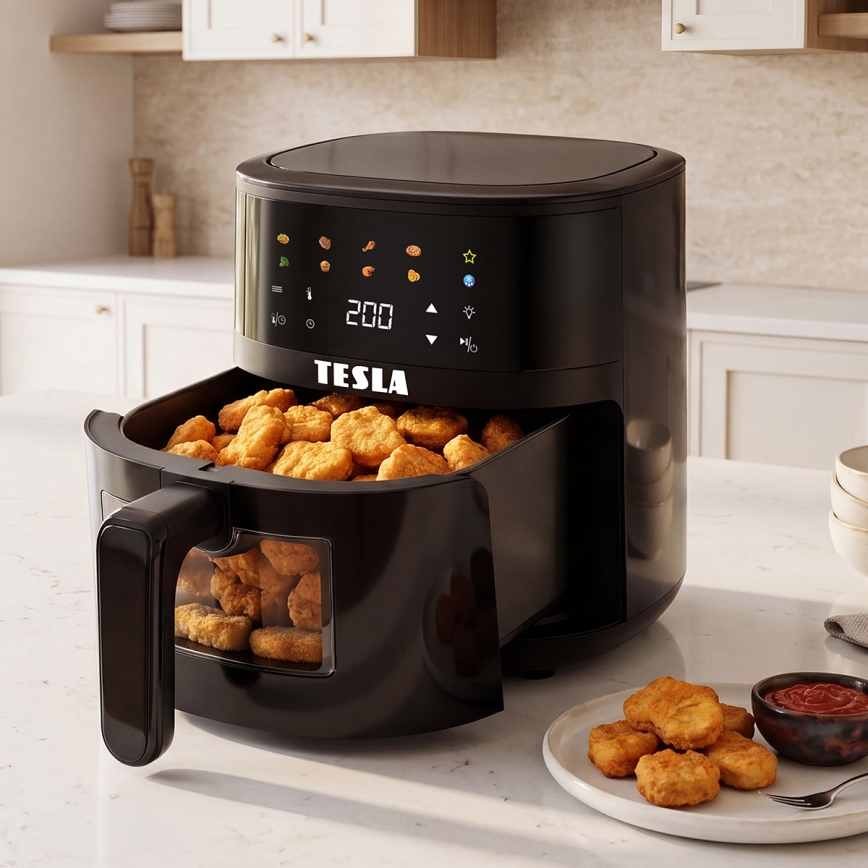 TESLA Electronics AirCook - Forrólevegős fritőz 4,4 l 1450W/230V fekete