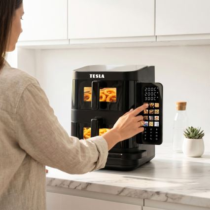 TESLA Electronics AirCook - Háromzónás forrólevegős fritőz 14,5 l 2800W/230V fekete