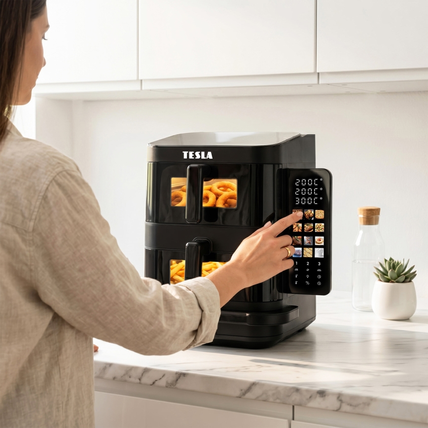 TESLA Electronics AirCook - Háromzónás forrólevegős fritőz 14,5 l 2800W/230V fekete