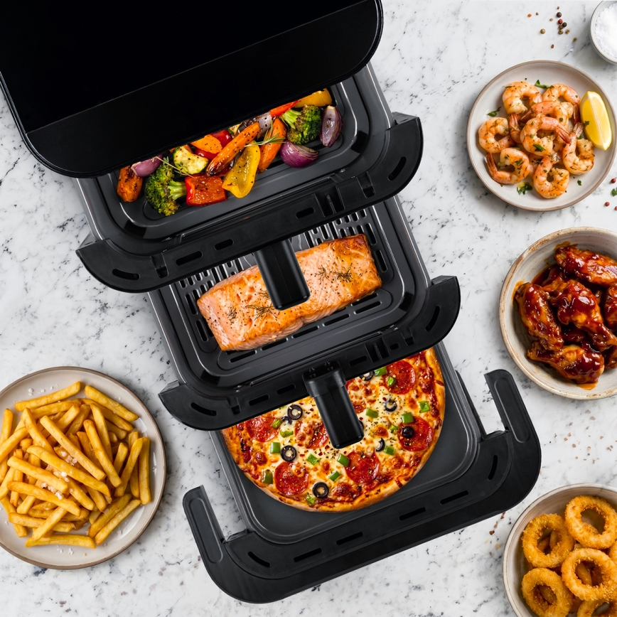 TESLA Electronics AirCook - Háromzónás forrólevegős fritőz 14,5 l 2800W/230V fekete