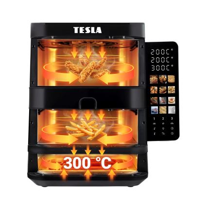 TESLA Electronics AirCook - Háromzónás forrólevegős fritőz 14,5 l 2800W/230V fekete