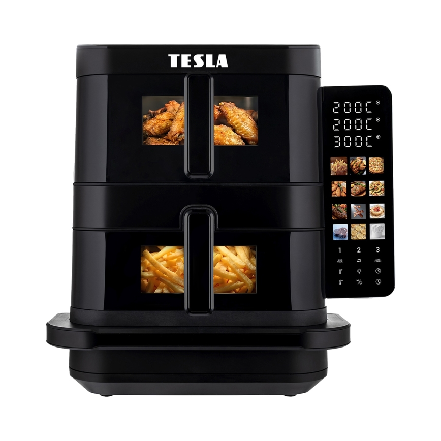 TESLA Electronics AirCook - Háromzónás forrólevegős fritőz 14,5 l 2800W/230V fekete