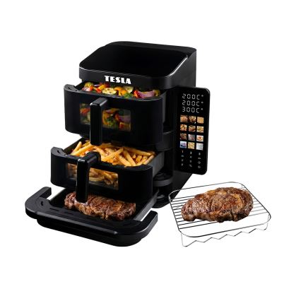 TESLA Electronics AirCook - Háromzónás forrólevegős fritőz 14,5 l 2800W/230V fekete