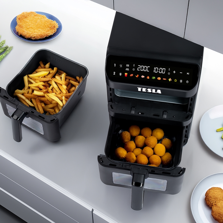 TESLA Electronics AirCook - Multifunkciós digitális forrólevegős fritőz 11 l 2800W/230V fekete