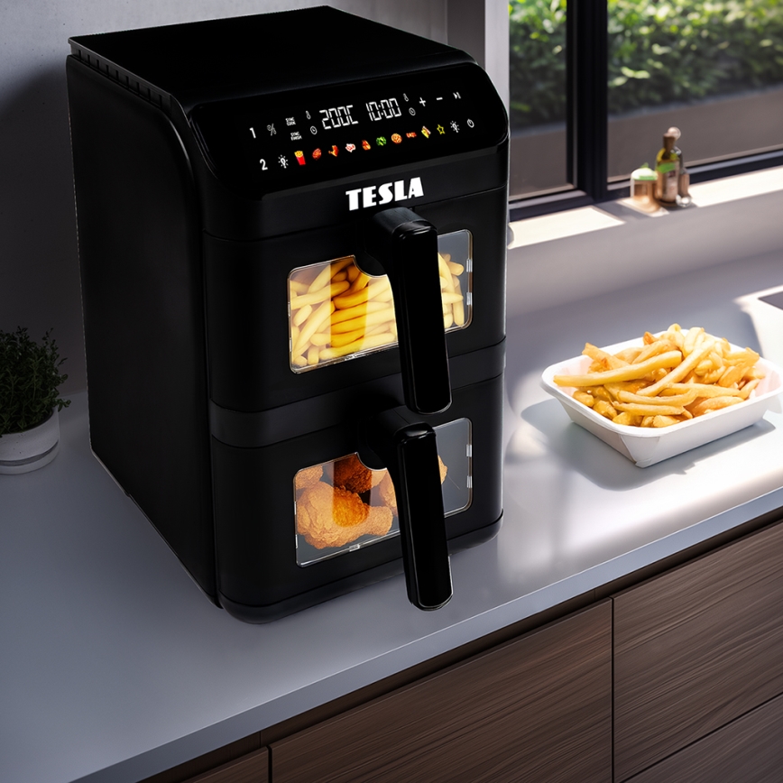 TESLA Electronics AirCook - Multifunkciós digitális forrólevegős fritőz 11 l 2800W/230V fekete