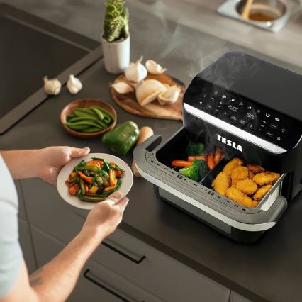 TESLA Electronics AirCook - Multifunkcionális, dupla digitális forrólevegős fritőz 10 l 2400W/230V