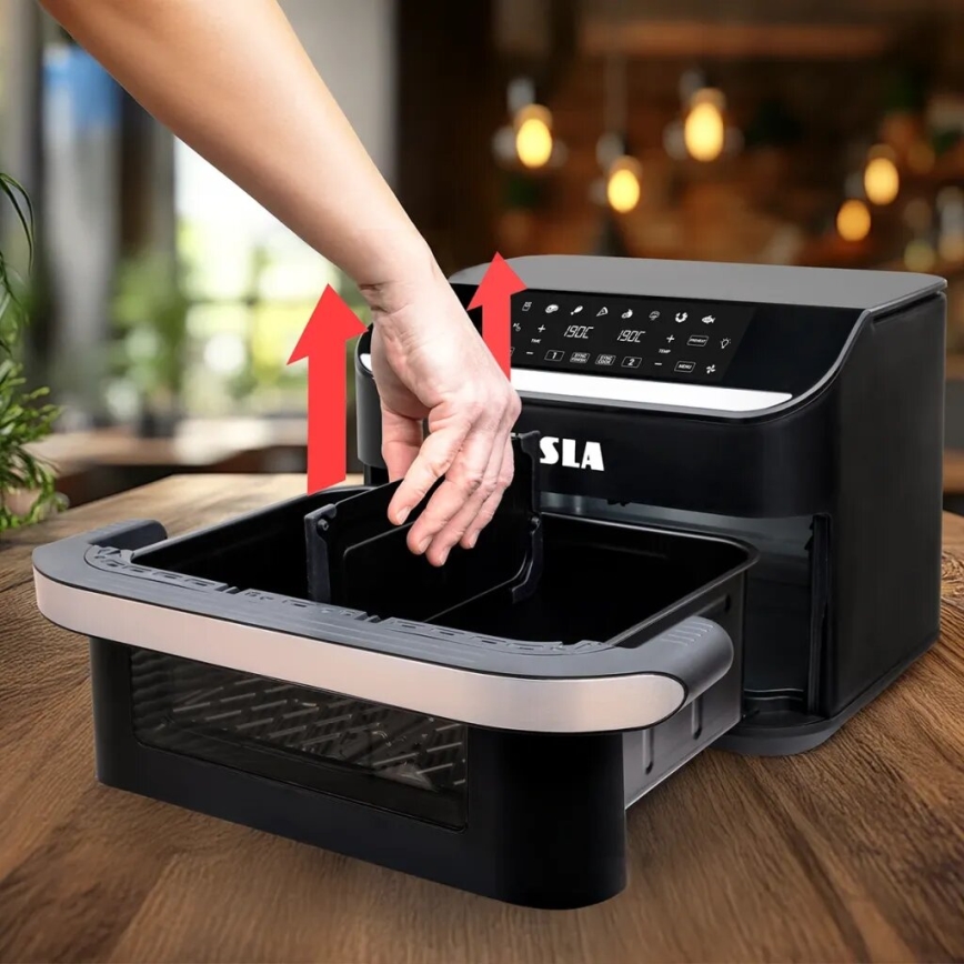 TESLA Electronics AirCook - Multifunkcionális, dupla digitális forrólevegős fritőz 10 l 2400W/230V