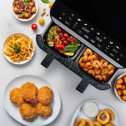 TESLA Electronics AirCook - Multifunkcionális, dupla digitális forrólevegős fritőz 9 l 2400W/230V