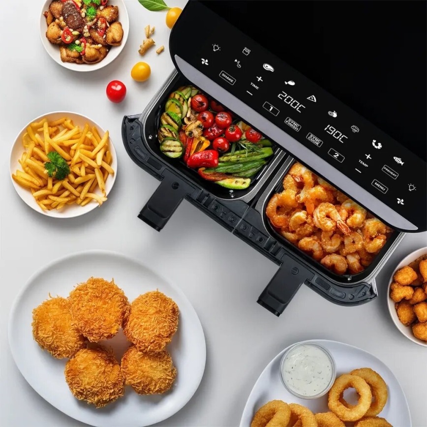 TESLA Electronics AirCook - Multifunkcionális, dupla digitális forrólevegős fritőz 9 l 2400W/230V