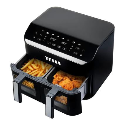 TESLA Electronics AirCook - Multifunkcionális, dupla digitális forrólevegős fritőz 9 l 2400W/230V