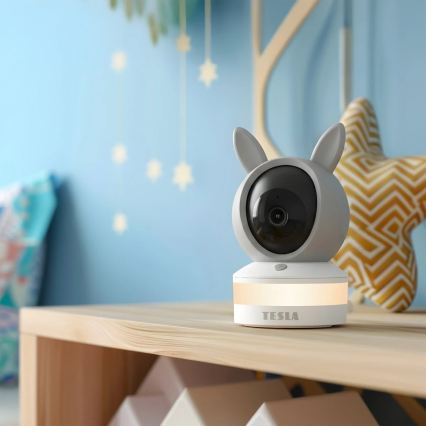 TESLA Electronics Bambino - Okos babamonitor 4 MP 2560p 5V Wi-Fi Tuya szürke/fehér