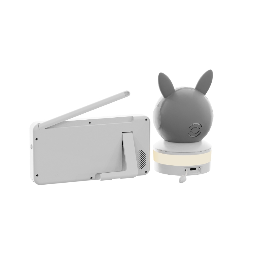 TESLA Electronics Bambino - Okos bébiőr monitorral 4 MP 2560p 5V 5000 mAh Wi‑Fi Tuya szürke/fehér
