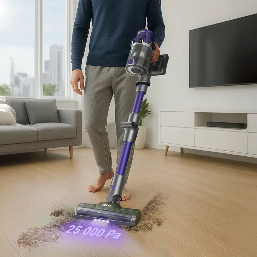 TESLA Electronics PureStar - Rugalmas vezeték nélküli porszívó 2 az 1-ben 250W/2200 mAh szürke/lila