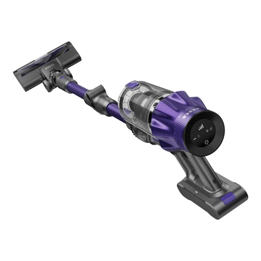 TESLA Electronics PureStar - Rugalmas vezeték nélküli porszívó 2 az 1-ben 250W/2200 mAh szürke/lila