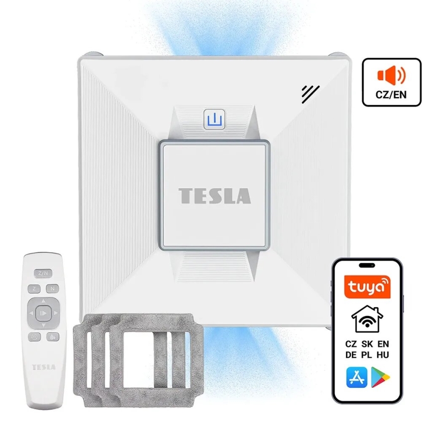 TESLA Electronics RoboStar - Intelligens ablakpucoló vízpermetezéssel 72W/230V/650 mAh Wi-Fi + távirányító