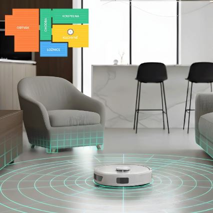 TESLA Electronics RoboStar - Okos, 2 az 1-ben robotporszívó, 3200 mAh, Wi-Fi, fehér