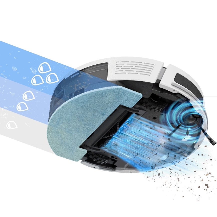 TESLA Electronics RoboStar - Okos, 2 az 1-ben robotporszívó, 3200 mAh, Wi-Fi, fehér