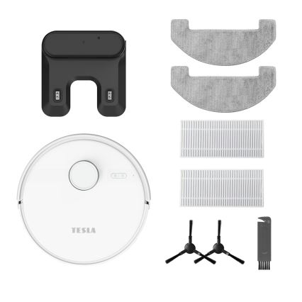 TESLA Electronics RoboStar - Okos, 2 az 1-ben robotporszívó, 3200 mAh, Wi-Fi, fehér