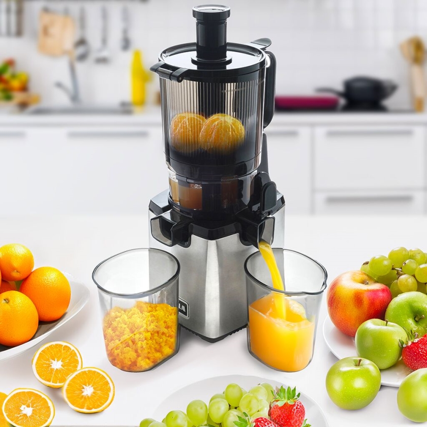 TESLA Electronics SlowJuicer Deluxe - Alacsony fordulatszámú facsaró 250W/230V rozsdamentes/fekete