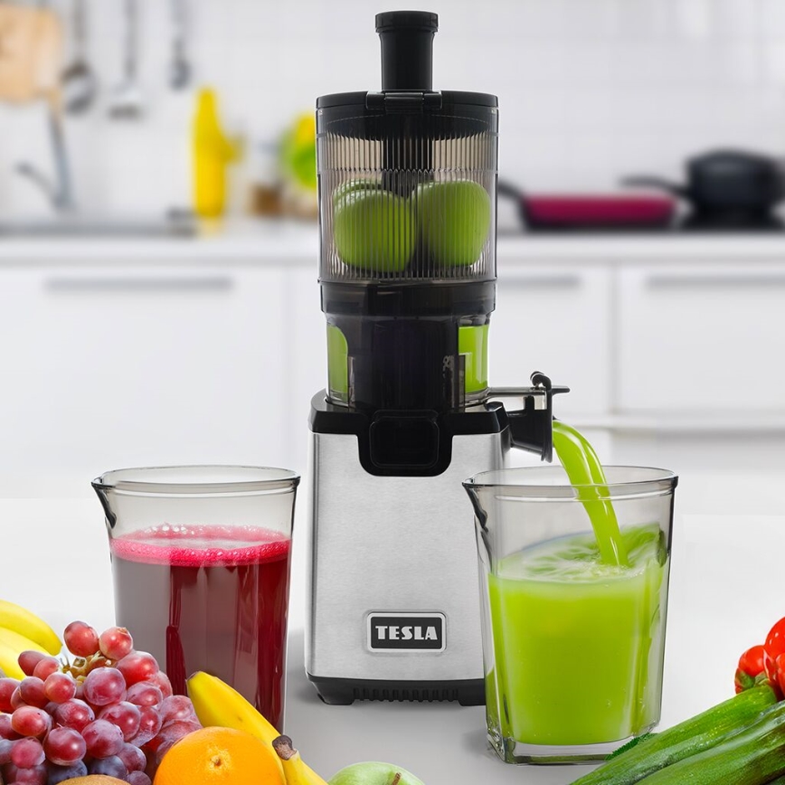 TESLA Electronics SlowJuicer Deluxe - Alacsony fordulatszámú facsaró 250W/230V rozsdamentes/fekete
