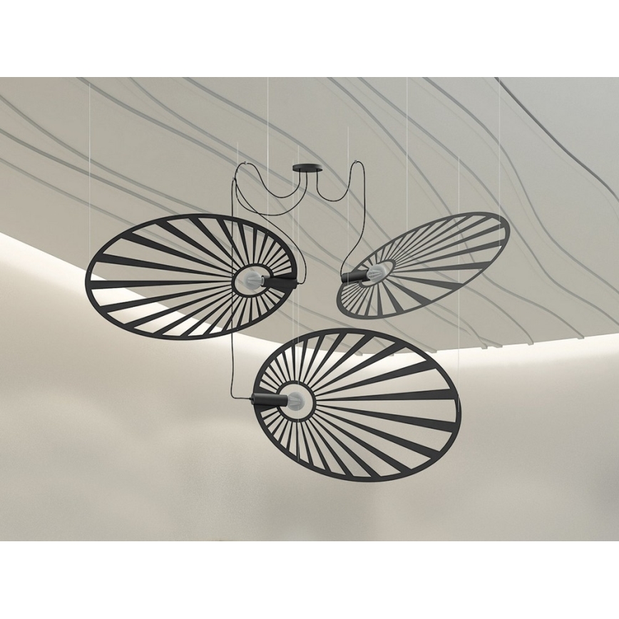 Thoro TH.001 - Csillár zsinóron LEHDET 1xE27/60W/230V fekete