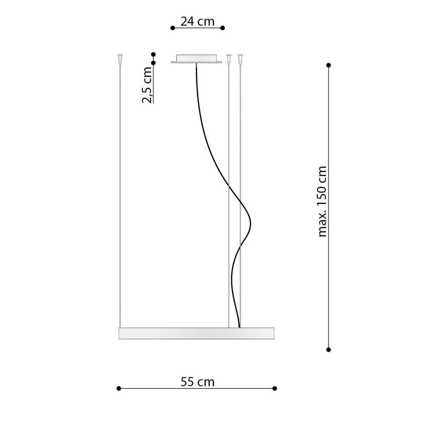 Thoro TH.217 - LED Csillár zsinóron RIO LED/30W/230V CRI 95 4000K átm. 55 cm arany