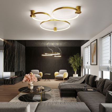 Thoro TH.252 - LED Mennyezeti lámpa RIO LED/50W/230V CRI 90 3000K átm. 78 cm arany