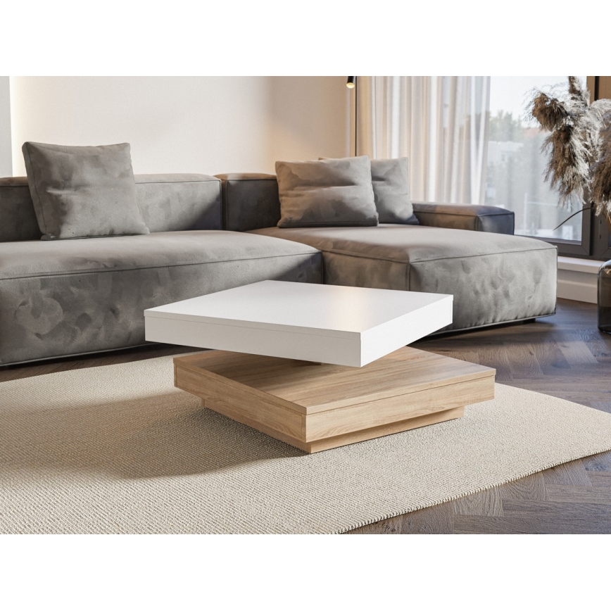 TIMO dohányzóasztal fehér/sonoma tölgy